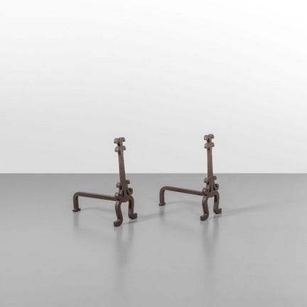 A PAIR OF FIREPLACE SCREENS from the 1950s. 
Steel
