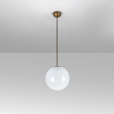 MURANO, 1940er Jahre. 
Eine Hängeleuchte.
Reticell