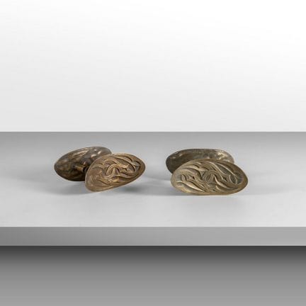 TWO PAIRS OF DOOR HANDLES  from the 1960s. 
Cast b