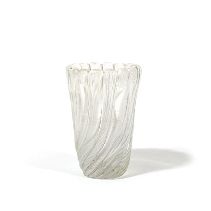 SEGUSO ART GLASS, 1940s.
A ribbed crystal vase wit