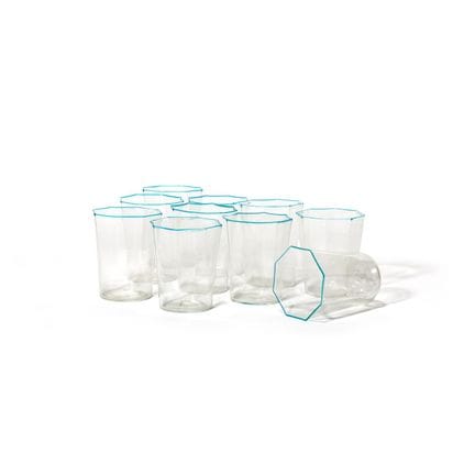 MURANO, 1930s.
Ten octagonal glasses with a light 