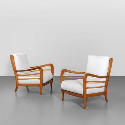 DUE POLTRONE  anni '50.
Legno di ciliegio  cuscini