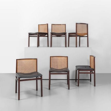 TITO AGNOLI  LA LINEA  1957.
Sei sedie.
Legno di p