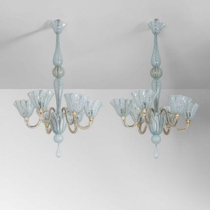 MURANO  anni '50.
Due lampade a sospensione.
Diffu