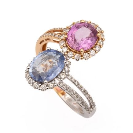 "Vous et moi" ring in 18K white and rose gold (750