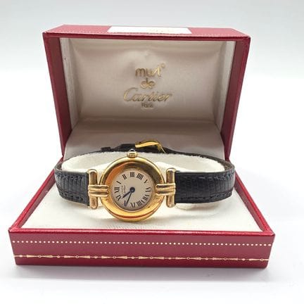 卡地亚（CARTIER）。Must Colisée系列。腕表，镀金表壳。 石英机芯。上链轮处镶嵌凸面