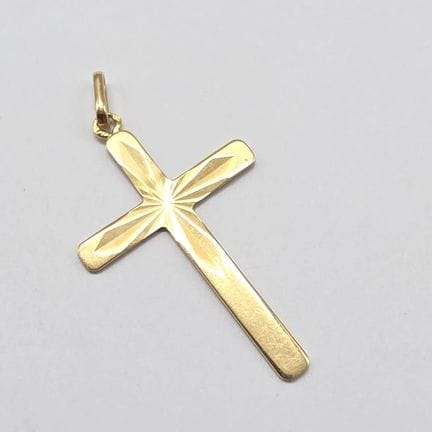 18K yellow gold cross (750°°), weight 1.00 g. Eagl