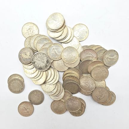 82 Pièces Argent 1 Francs Semeuse - et 6 pièces 1 