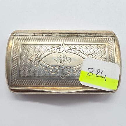 Tabatière en argent massif, rectangulaire, décor g