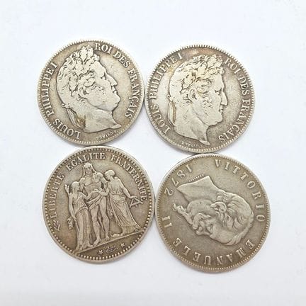 4 Pièces Argent :5 Francs Louis Philippe 1er 1832 