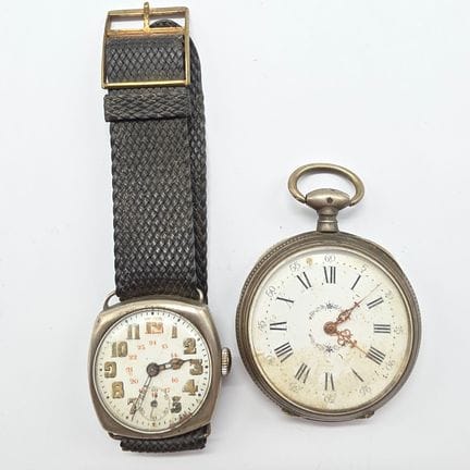 Montre de gousset en argent 2 coques en argent sys