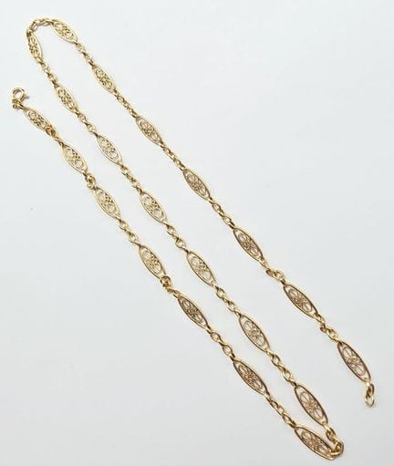 Collier en or jaune 18 K (750°°) maillons filigran