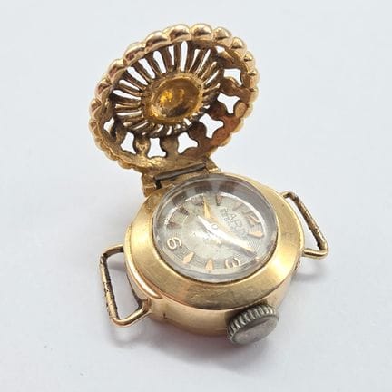 SARDA BESANCON 女士手表，18K（750°°）黄金表壳，带可开启表背——金属上链装置—