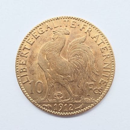 1 Pièce Or 10 Francs au coq République Française -