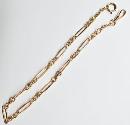 Chaîne de montre en or jaune 14 K (375°°) maille a