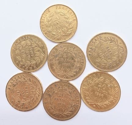 7 Pièces Or 20 Francs Napoléon III Empereur - 1852