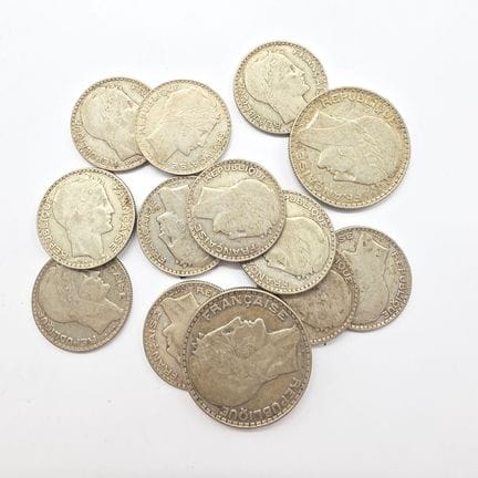 11 Pièces Argent 10 Francs Turin et 2 Pièces Argen