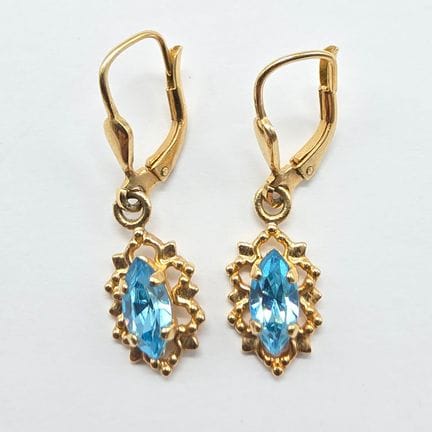 Pair of 14K yellow gold (585°°) earrings set with 