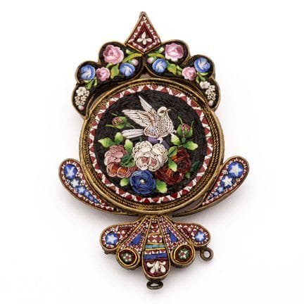 Pendentif en argent  vermeil orné d'une micro mosa
