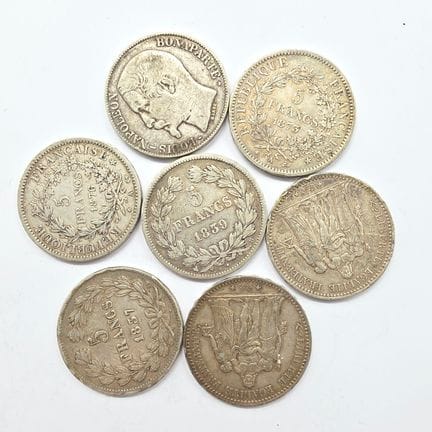 7 Pièces Argent 5 Francs Hercule  1837 -  1839 - 1