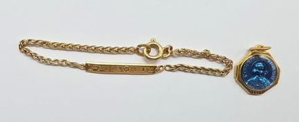 18K yellow gold (750°°) baby bracelet, broken, eng
