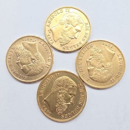 4 Pièces Or 20 Francs Lepold II Roi des Belges - 1