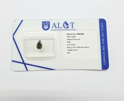 Diamant taille poire sous scelé avec son certifica