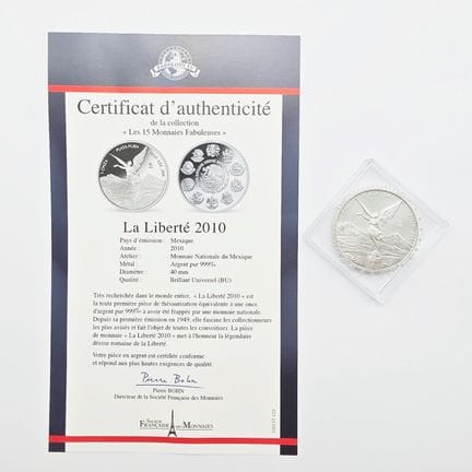 Pièce argent 999°/°° La liberté 2010 Mexique monna