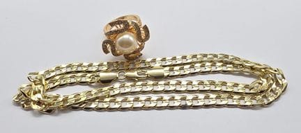 Collier en métal - Bague en métal pierres et perle