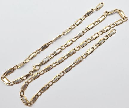 9K (375°°) two-tone gold bar necklace (broken) (ex