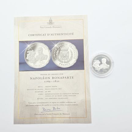 Pièce argent 999°/°° Napoléon Bonaparte 1769 - 182