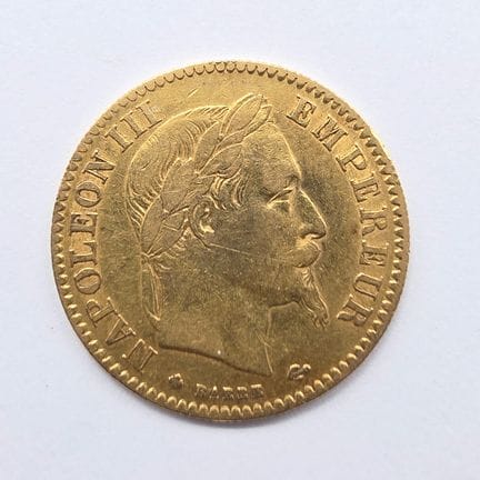 1 Pièce Or 10 Francs Napoléon III Empereur tête la