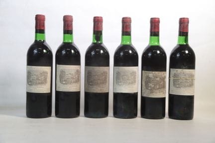 波尔多——6瓶，波亚克，拉菲罗斯柴尔德酒庄，一级庄，1975年。1瓶BG，4瓶TLB（-）和1瓶HE