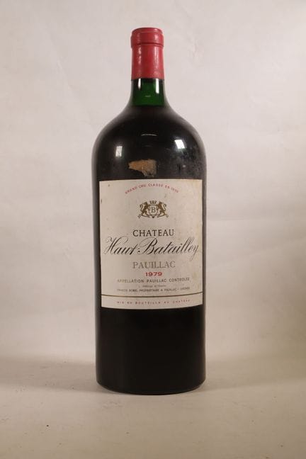 波尔多——1瓶帝国瓶（600 cl），波亚克，奥巴泰利酒庄，五级庄，1979年份。 液面低于瓶盖3.