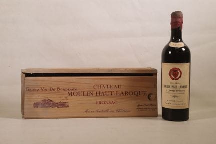 波尔多——1瓶，弗龙萨克一级坡，穆兰奥拉罗克酒庄，1940年。 装于木盒中。液面低于封蜡约5厘米。封