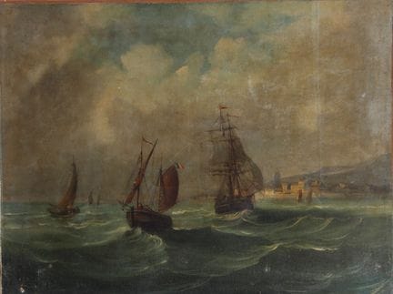 19世纪法国画派。
《海景》。
布面油画。
高48×宽64厘米