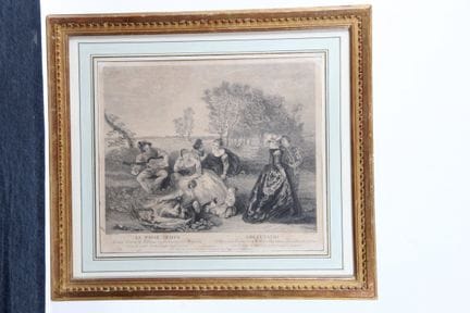 SATZ VON 3 STICHTEN 
NACH WATTEAU, gestochen von A