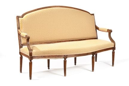 CANAPE, in molded natural wood, the back in the sh