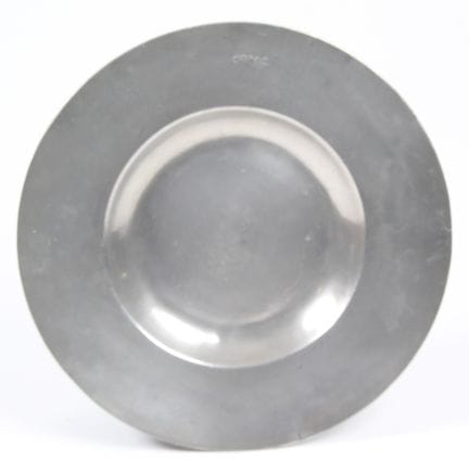 Pewter CARDINAL PLATE with a wide, flat rim, marke