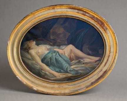 弗朗索瓦·布歇（1703-1770），据
《享乐之憩》
椭圆形画布油画
48 x 63 厘米
（有损