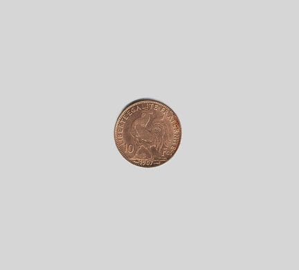 FRANCE
1 pièce 10f or au coq, 1907
Poids : 3.20g

