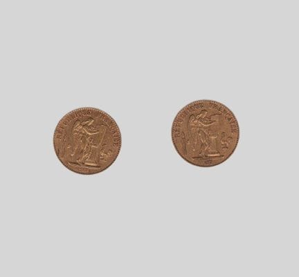 FRANCE
2 pièces 20 francs or Génie 1875 et 1878
Po