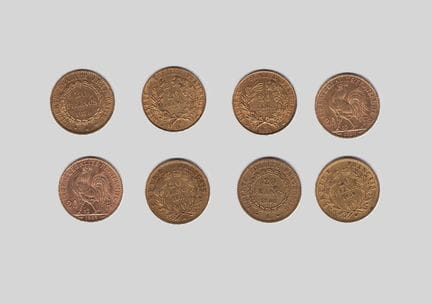 FRANCE
8 pièces 20f or 
Poids total : 51.51g

Frai