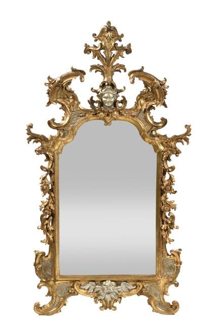 SPECCHIO in legno modanato, intagliato, argentato 