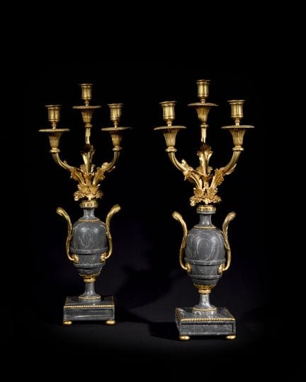 PAIR OF CEREMONIAL CANDELABRAS
In turquoise-blue m