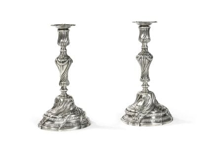 PAIR OF CANDLESTICKS
Made of silver-plated bronze,