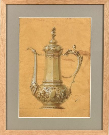 Neo-Renaissance-style COFFEE POT, decorated with m