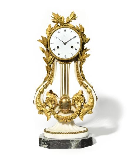 LEPAUTE a Parigi 
Raro orologio a lira in marmo bi