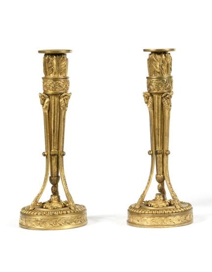 COPPIA DI TORCE in stile ateniese, in bronzo dorat