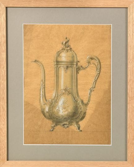 Rocaille-style COFFEE POT, decorated with a female